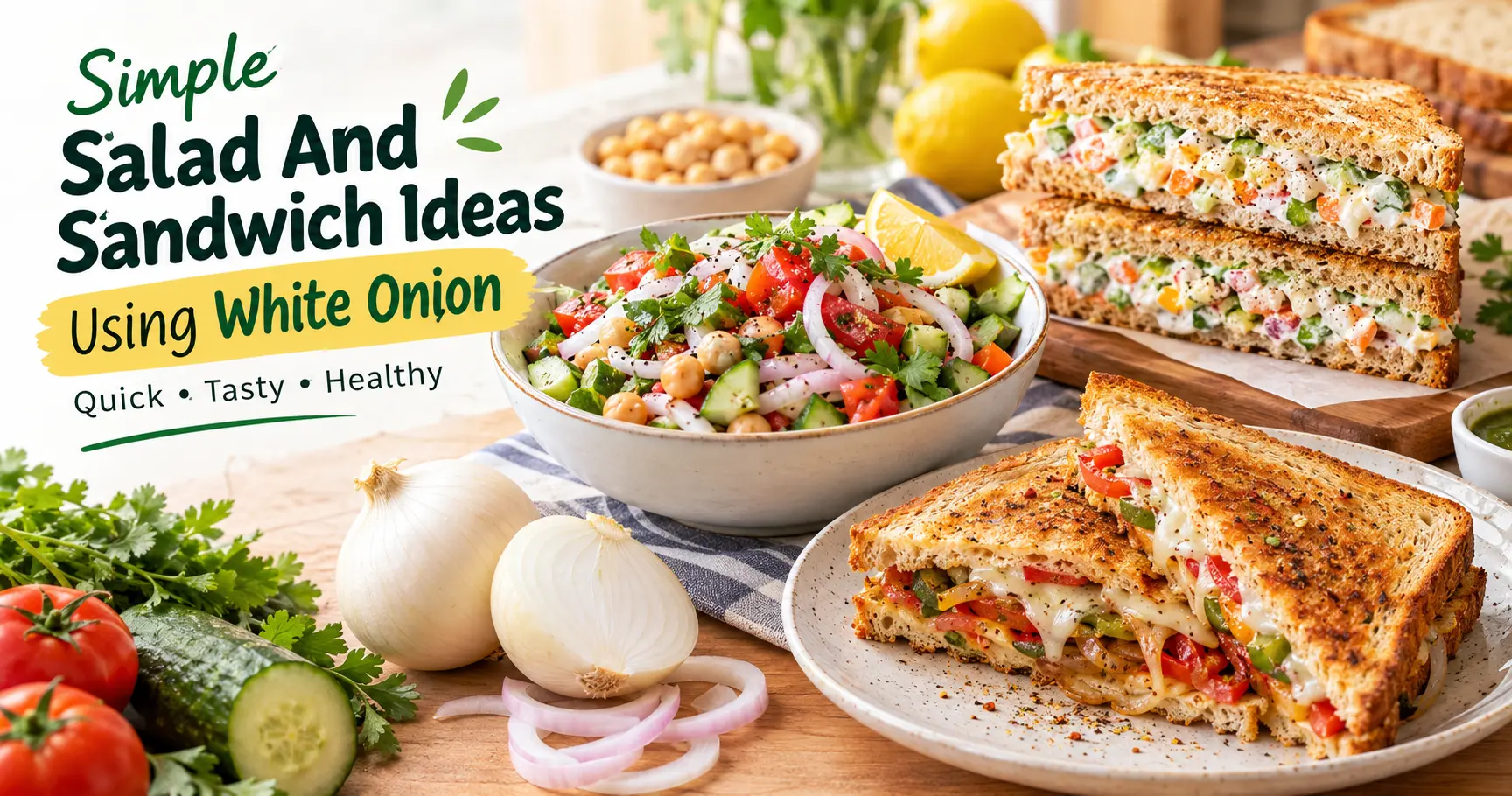 Simple Salad And Sandwich Ideas Using White Onion